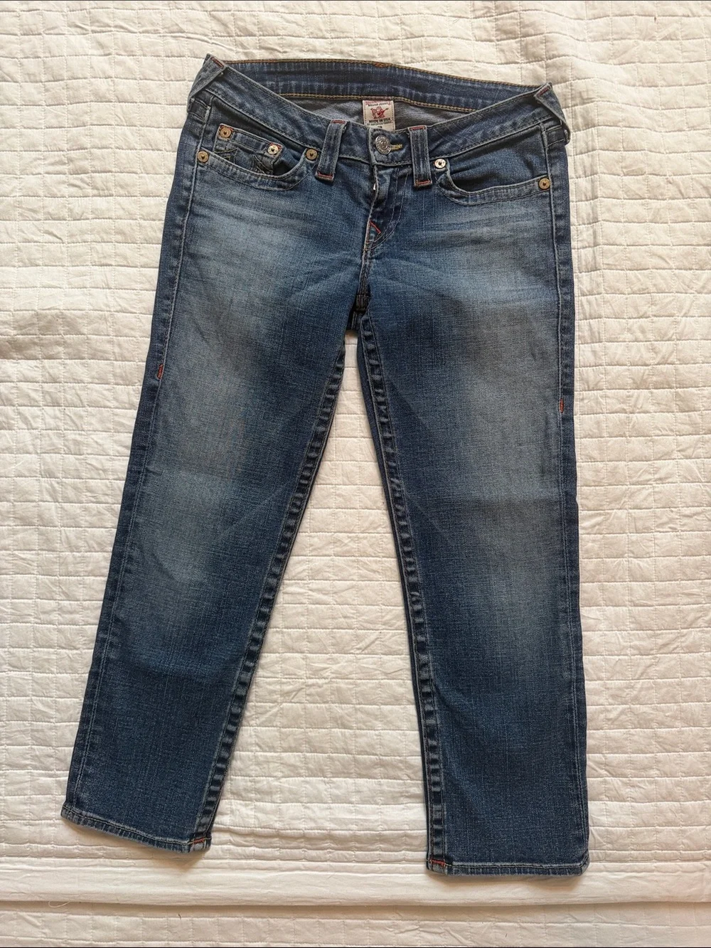 True Religion Men's Straight Leg Faded Blue Jeans